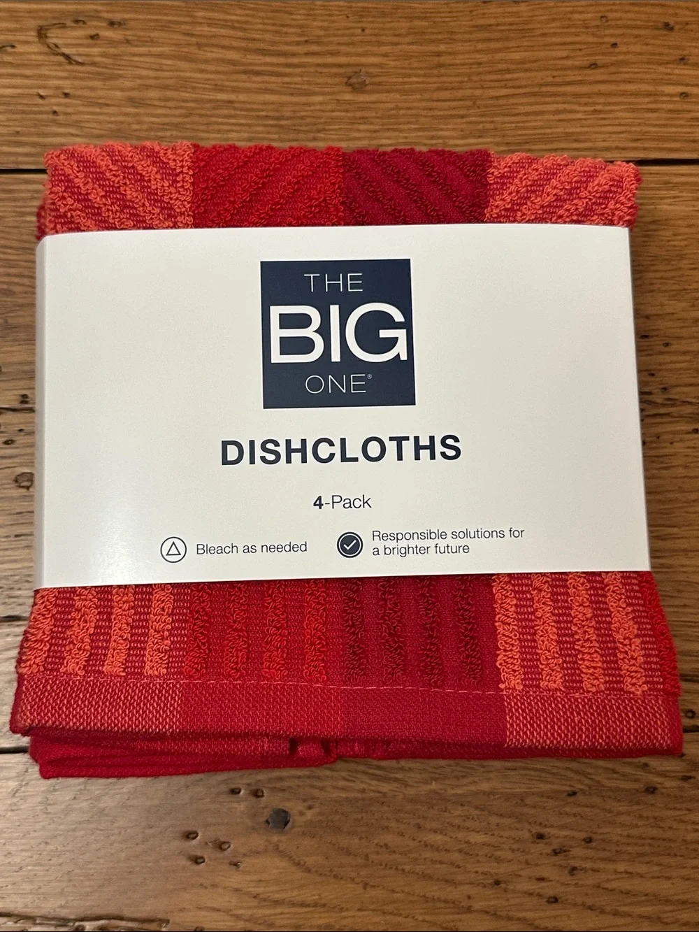 The Big One Red and Coral Striped Dishcloths 4-Pack